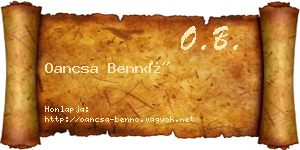 Oancsa Bennó névjegykártya